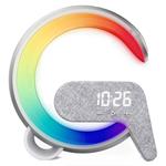 IMMAX LED relaxační lampička FLAMINGO/ Qi nabíjení/ budík/ RGB/ 300lm/ USB výstup/ BT 5.1/ stříbrná 08987L