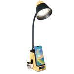IMMAX LED stolní lampička IDEAL/ Qi nabíjení/ CCT/ 8W/ 800lm/ budík s hodinami/ světlé dřevo/černá 09000L