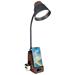 IMMAX LED stolní lampička IDEAL/ Qi nabíjení/ CCT/ 8W/ 800lm/ budík s hodinami/ tmavé dřevo/černá 08999L