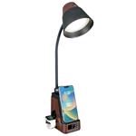 IMMAX LED stolní lampička IDEAL/ Qi nabíjení/ CCT/ 8W/ 800lm/ budík s hodinami/ tmavé dřevo/černá 08999L