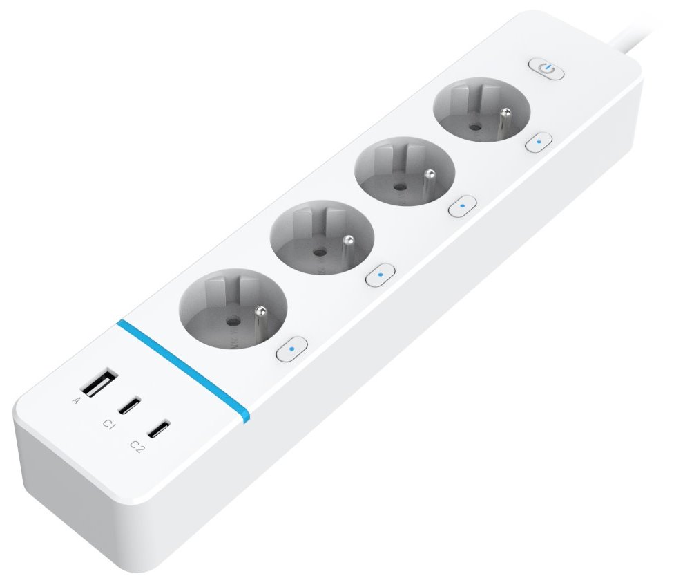 IMMAX NEO LITE SMART chytrý prodlužovací přívod/ 4x FR zásuvka/ 1x USB/ 2x USB-C/ Power delivery/ Wi-Fi/ bílý/ TU 07821L