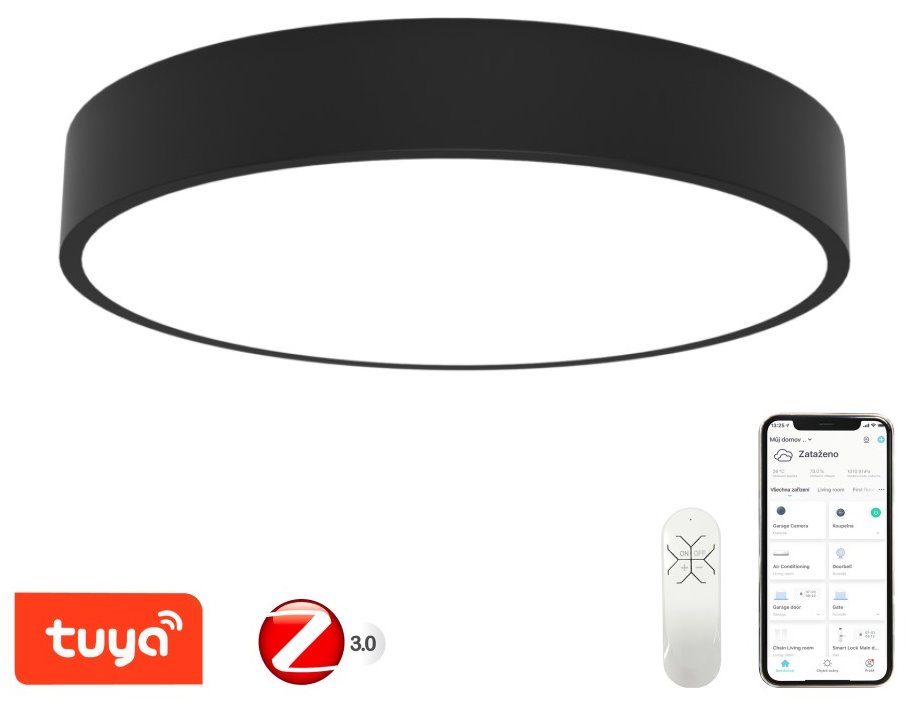 IMMAX NEO RONDATE SLIM SMART stropní svítidlo 80 x 7cm 65W černé Zigbee 3.0, TUYA 07203L