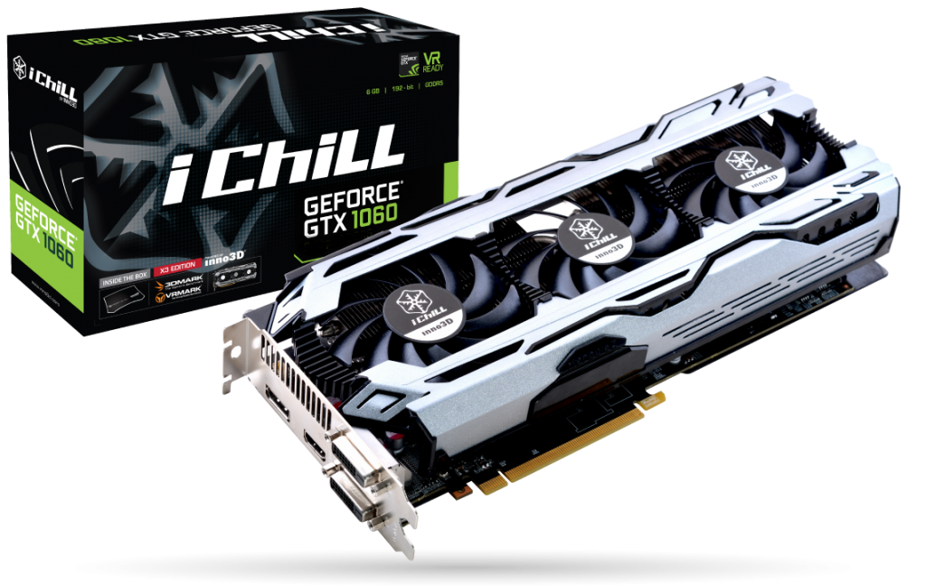Inno3D iChill GeForce GTX 1060 6GB X3 V2, DVI-D, HDMI, DP C106F2-3SDN-N5GSX