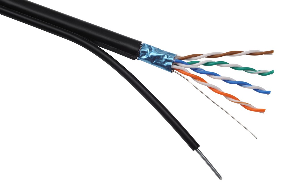Inštalačný kábel Solarix outdoor FTP, Cat5E, drôt, PE, samonosný, cievka 305 m SXKD-5E-FTP-PE-SAM 27655195