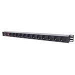 Intellinet Vertical Rackmount 12-Way Power Strip - German Type, rozvodný panel, 12x DE zásuvka, 1.6m kábel 714044