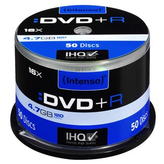 Intenso DVD+R, 4111155, 50-pack, 4.7GB, 16x, 12cm, Standard, cake box, pre archiváciu dát