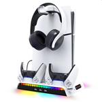 iPega PlayStation 5 Slim, Dualsense, Pulse 3D RGB dock w/ cooling, white PG-P5S006