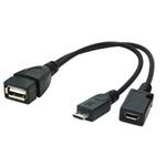 Kabel CABLEXPERT USB AF/micro BM + micro BF, OTG + dobíjení, 15cm, pro tablety a smartphone