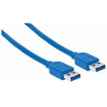 Kábel Manhattan USB-A, USB 3.0, Male to Male, 5 Gbps, 1.8 m, modrá 354295