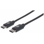Kábel Manhattan USB-C, USB 2.0, samec na samca, 480 Mb/s, 1 m, čierna 353342