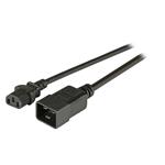 Kábel sieťový 230V predlžovací, C13 - C20, 1.8m, 1.00mm2, 10A, čierny EK531.1,8V2