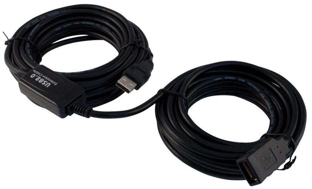 Kábel USB 2.0 aktivní prodlužovací adaptér 15m, černý ku2rep15