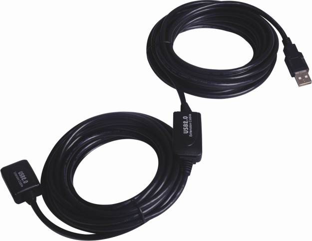 Kábel USB 2.0 aktivní prodlužovací adaptér 25m, černý ku2rep25