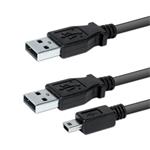 Kábel USB (2.0), USB A 2x M- USB mini M (5 pin), 0.6m, čierny, Logo, blistr