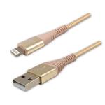 Kábel USB (2.0), USB A M- Apple Lightning M, 1m, MFi certifikácia, 5V/2,4A, zlatý, Logo, box, nylón KUATCML10ZBL