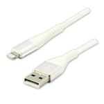 Kábel USB (2.0), USB A M- Apple Lightning M, 2m, MFi certifikácia, 5V/2,4A, biely, Logo, box, nylón KUATCML20TBL