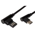 Kábel USB (2.0), USB A M- USB C M, 0.8m, guľatý, čierny, plastic bag, lomené konektory (90°) KUAHXTX08B01