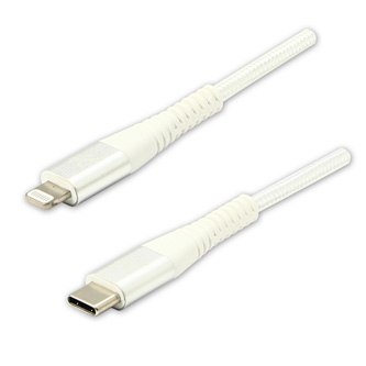 Kábel USB (2.0), USB C M- Apple Lightning M, 2m, MFi certifikácia, 5V/3A, biely, Logo, box, nylónov KUETCML20TBL