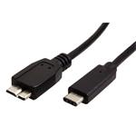 Kábel USB (3.1), USB micro B (3.0) M- USB C M, 0.5m, guľatý, čierny, plastic bag KUBHXTX05B01