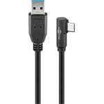Kábel USB 3.2 Gen 1, AM/CM Typ C 2m, 5Gbps, čierny, uhľový 90° 66503