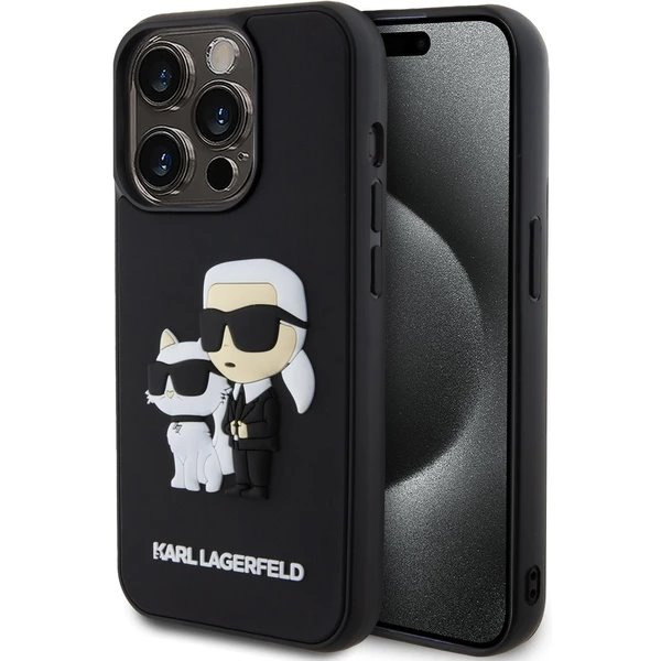 Karl Lagerfeld 3D Rubber Karl and Choupette kryt iPhone 15 Pro čierny 57983116647