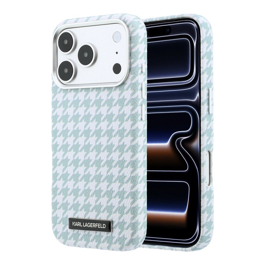 Karl Lagerfeld PU Houndstooth Resin Plate MagSafe kryt iPhone 17 Pro modrý 57983130694