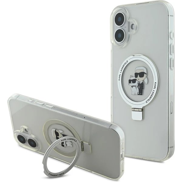 Karl Lagerfeld Ringstand Karl and Choupette MagSafe kryt iPhone 16 biely 57983122705