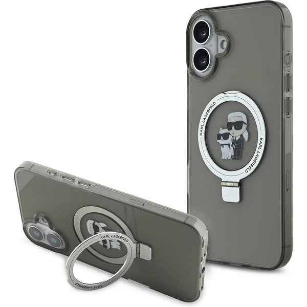 Karl Lagerfeld Ringstand Karl and Choupette MagSafe kryt iPhone 16 čierny 57983122701
