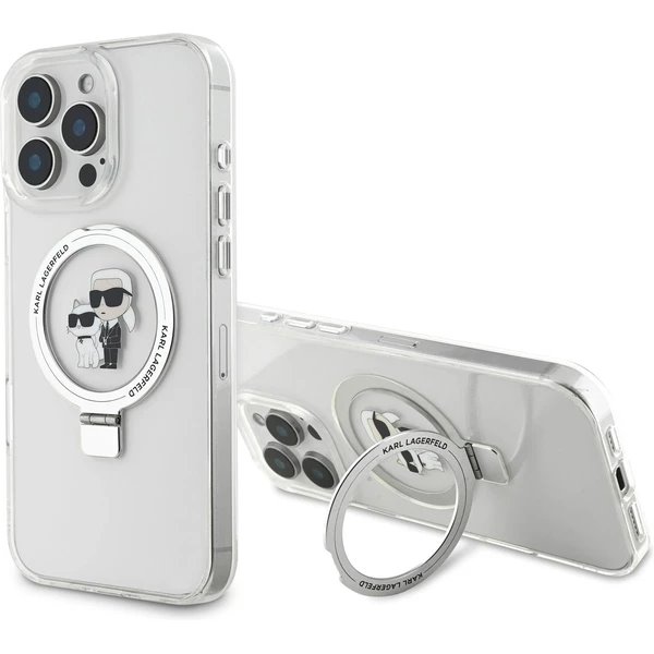 Karl Lagerfeld Ringstand Karl and Choupette MagSafe kryt iPhone 16 Pro Max biely 57983122708