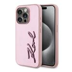 Karl Lagerfeld Wrinkled PU Signature Logo kryt iPhone 15 Pro Max ružový 57983120318