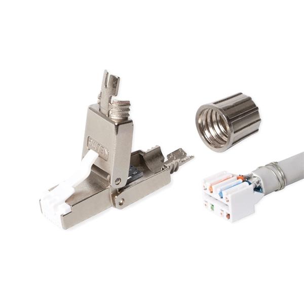 KELine konektor RJ45/s, beznástrojový, pre priamu montáž na inštalačné káble Cat.7A, Cat.7, Cat6A