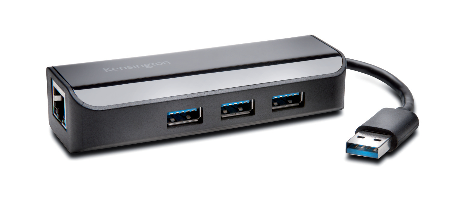 Kensington Adaptér pro Ethernet a tříportový rozbočovač USB 3.0 UA3000E K33982WW