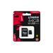 Kingston 64GB microSDXC Canvas Go 90R/45W U3 UHS-I V30 Card + SD Adapter SDCG2/64GB