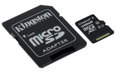 Kingston Canvas Select - Paměťová karta flash (adaptér microSDXC na SD zahrnuto) - 128 GB - UHS-I U SDCS/128GB