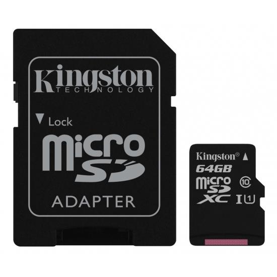 Kingston Canvas Select - Paměťová karta flash (adaptér microSDXC na SD zahrnuto) - 64 GB - UHS-I U1 SDCS/64GB