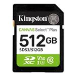 Kingston Canvas Select Plus - Pametová karta flash - 512 GB - Video Class V30 / UHS-I U3 / Class10 - SDXC UHS SDS3/512GB