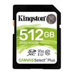 Kingston pamäťová karta Canvas Select Plus, 512GB, SDXC, SDC2/512GB, UHS-I U3 (Class 10), A1 SDS2/512GB