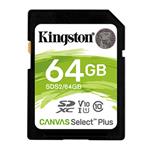 Kingston pamäťová karta Canvas Select Plus, 64GB, SDXC, SDC2/64GB, UHS-I U3 (Class 10), A1 SDS2/64GB