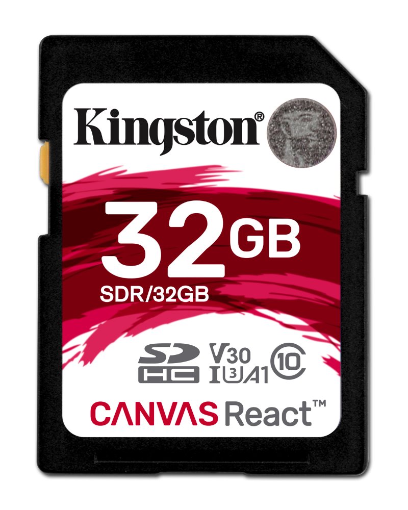 Kingston SDHC Canvas React 32GB 100R/70W CL10 UHS-I U3 V30 A1 SDR/32GB