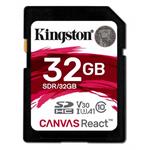 Kingston SDHC Canvas React 32GB 100R/70W CL10 UHS-I U3 V30 A1 SDR/32GB