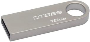 Kingston USB flash disk, 2.0, 16GB, Data Traveler SE9, strieborný, DTSE9H/16GB, kovový, malých rozm