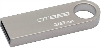 Kingston USB flash disk, 2.0, 32GB, Data Traveler SE9, strieborný, DTSE9H/32GB, kovový, malých rozm