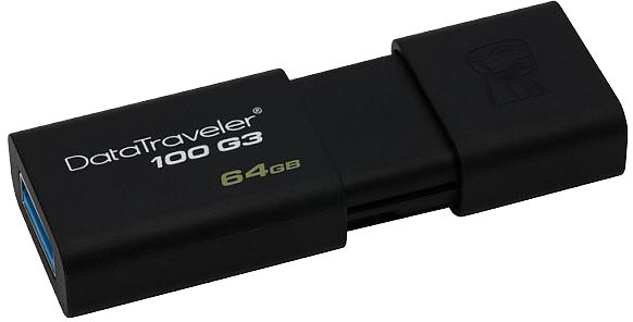 Kingston USB flash disk, 3.0, 128GB, DataTraveler 100 Gen3, čierny, DT100G3/128GB