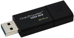 Kingston USB flash disk, 3.0, 64GB, DataTraveler 100 Gen3, čierny, DT100G3/64GB