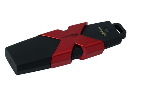 Kingston USB flash disk, 3.0, 64GB, HyperX Savage, čierno-červený, HXS3/64GB, pogumovaný