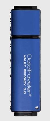 Kingston USB flash disk, 3.0, 8GB, Data Traveler Vault Privacy, modrý, DTVP30/8GB
