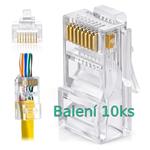 Konektor UTP RJ45EZ, Cat5e drát, licna RJ45/5SLD, průchozí síťový konektor 10ks