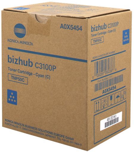 Konica Minolta originál toner A0X5454, cyan, 5000/4700str., TNP-50C, Konica Minolta Bizhub C3100P