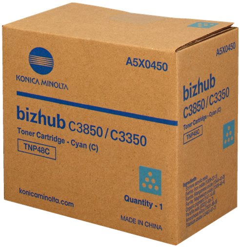 Konica Minolta originál toner A5X0450, cyan, 10000str., TNP48C, Konica Minolta Bizhub C3350, C3850