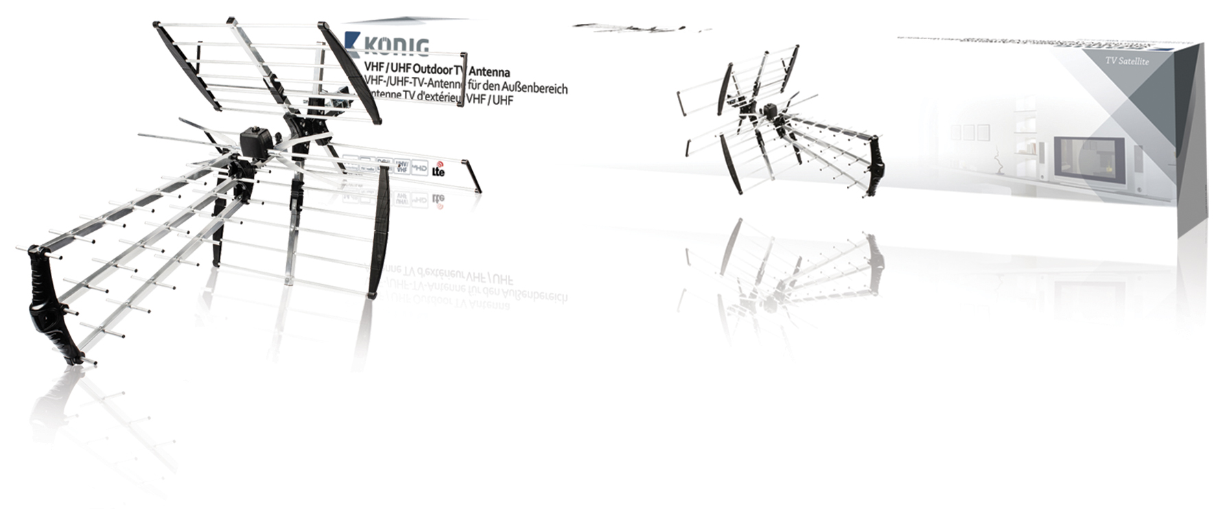 König ANT-UV11L-KN - VHF venkovní televizní anténa DVB-T, TV, VHF / UHF, FM rádio, 14 dB